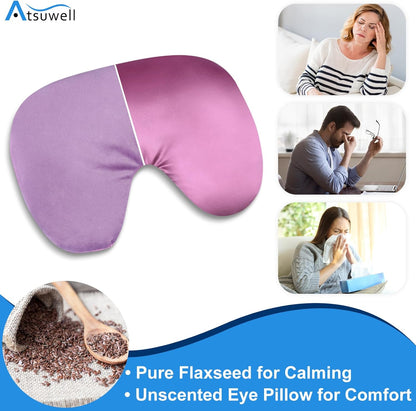 Atsuwell Sinus Mask, Warm Cold Compress Eye Mask for Dry Eyes, Weighted Eye Pillow Microwavable Face Heating Pad for Soothing Sinus Pressure and Relaxation, Pink