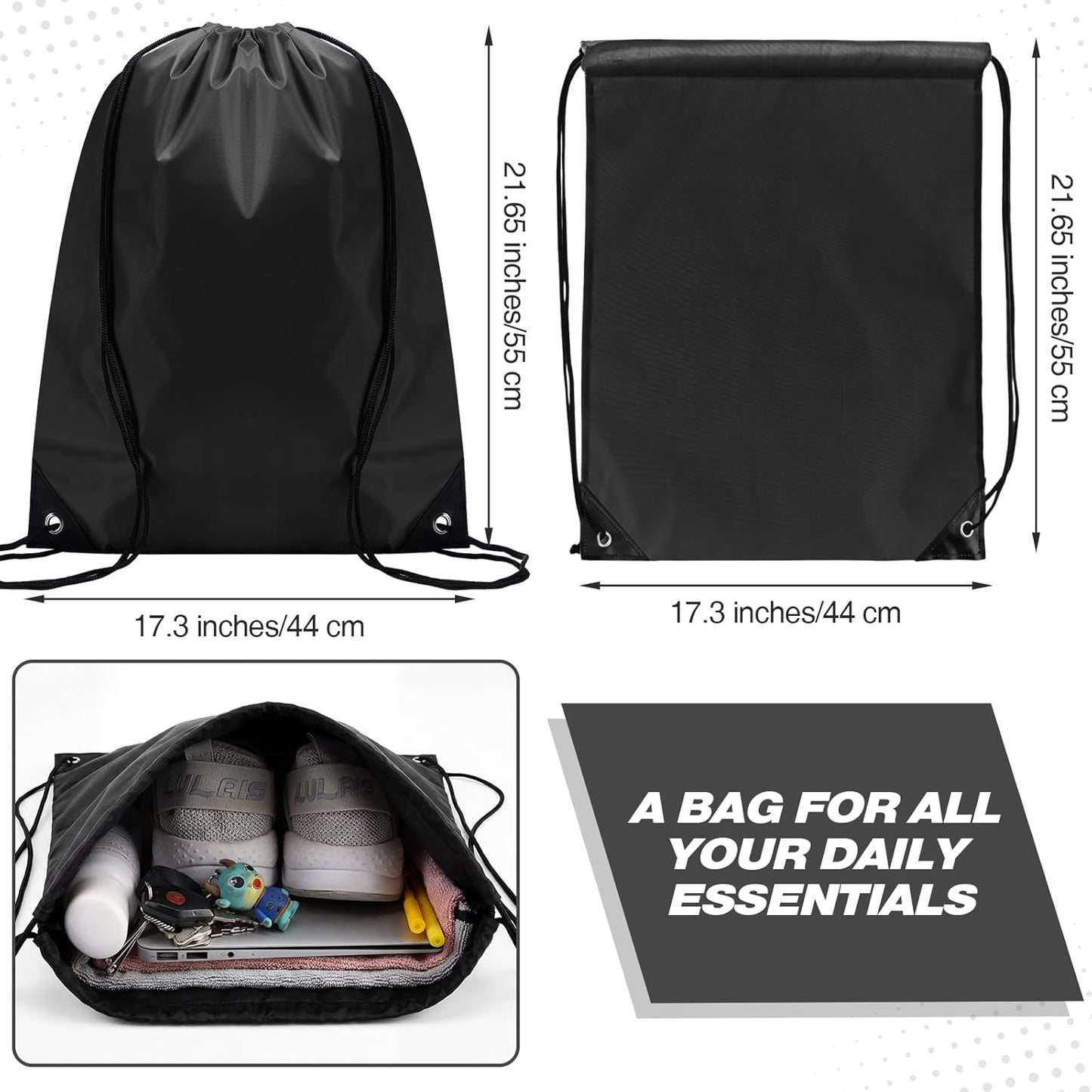 Shappy Drawstring Backpack Bulk Sports Gym Cinch Bag Polyester String Bag for Men Women(10 Colors,100 Pcs)