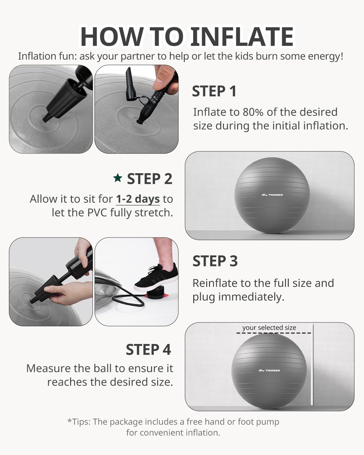 Trideer Exercise Ball Yoga Ball,Office Seating & Balance Ball Chair, Stability Ball for Pilates, Physical Therapy,Core Training & Balance Improvement & Stretching
