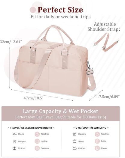 Gym Bag Womens Mens with Shoes Compartment and Wet Pocket Travel Duffel Bag for Women for Plane Sport Gym Tote Bags Swimming Yoga Waterproof Weekend Overnight Carry on Bag Hospital Holdalls - Colors B