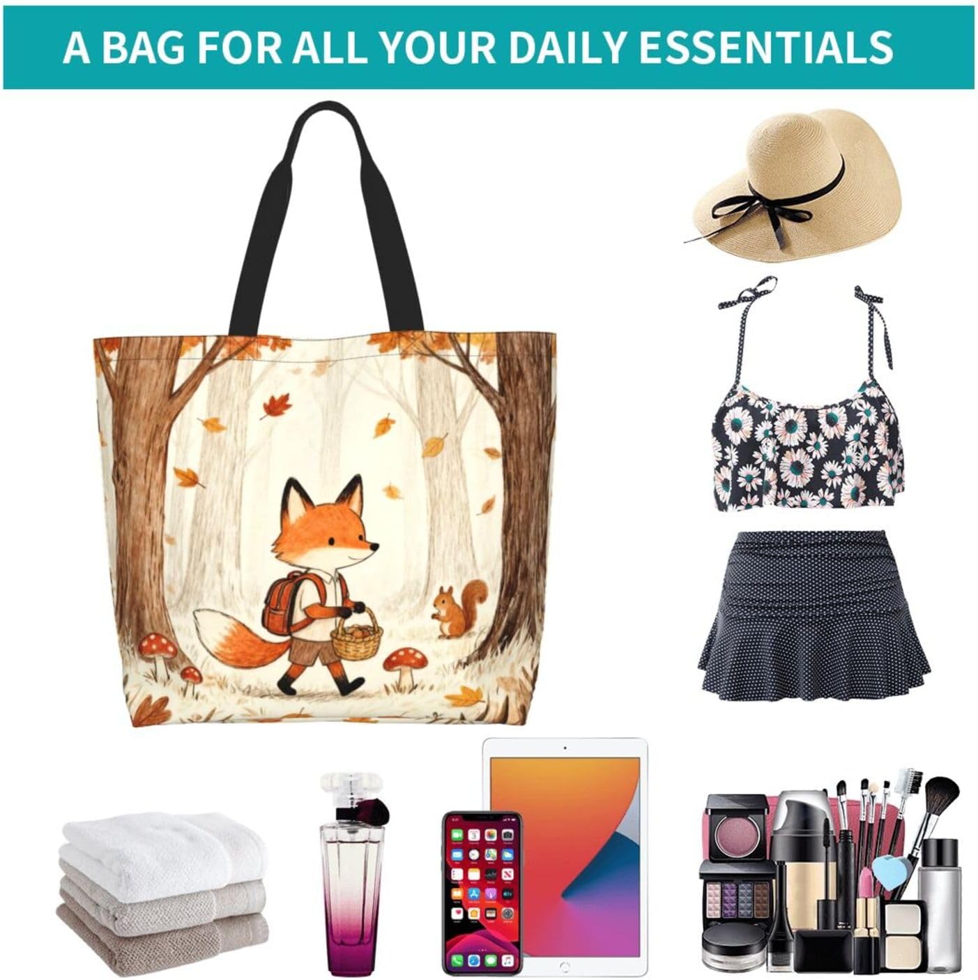 Tote Shoulder Bag Large Durable Reusable Eco-friendly Handbag Lightweight Stylish for Daily Use-19.7x15.7x5.9 Inch - Colors B
