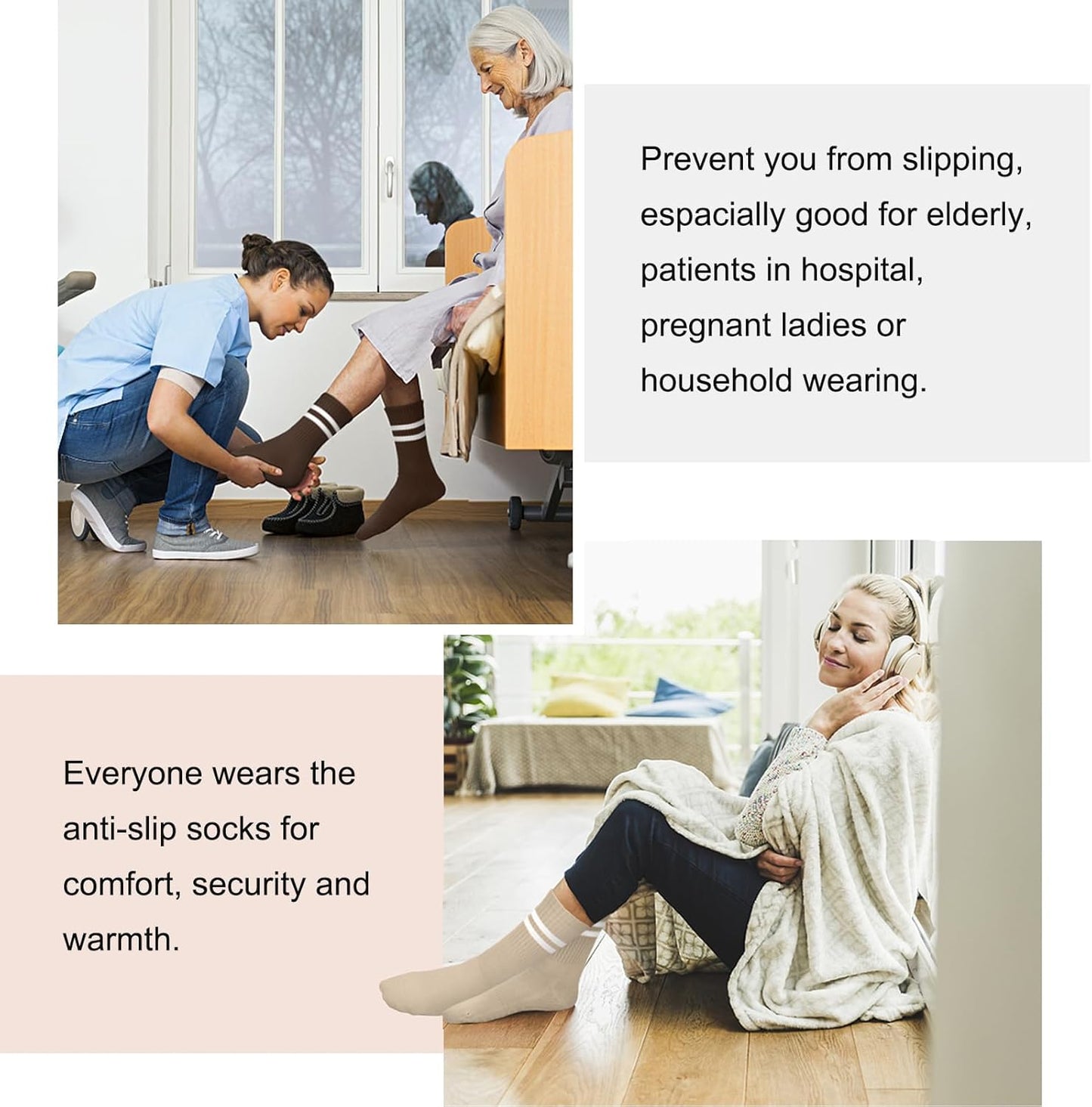Pilates Socks for Women, Non Slip Grip Socks for Yoga, Barre, Hospital, Grippy Socks Womens Gifts, 4 Pairs