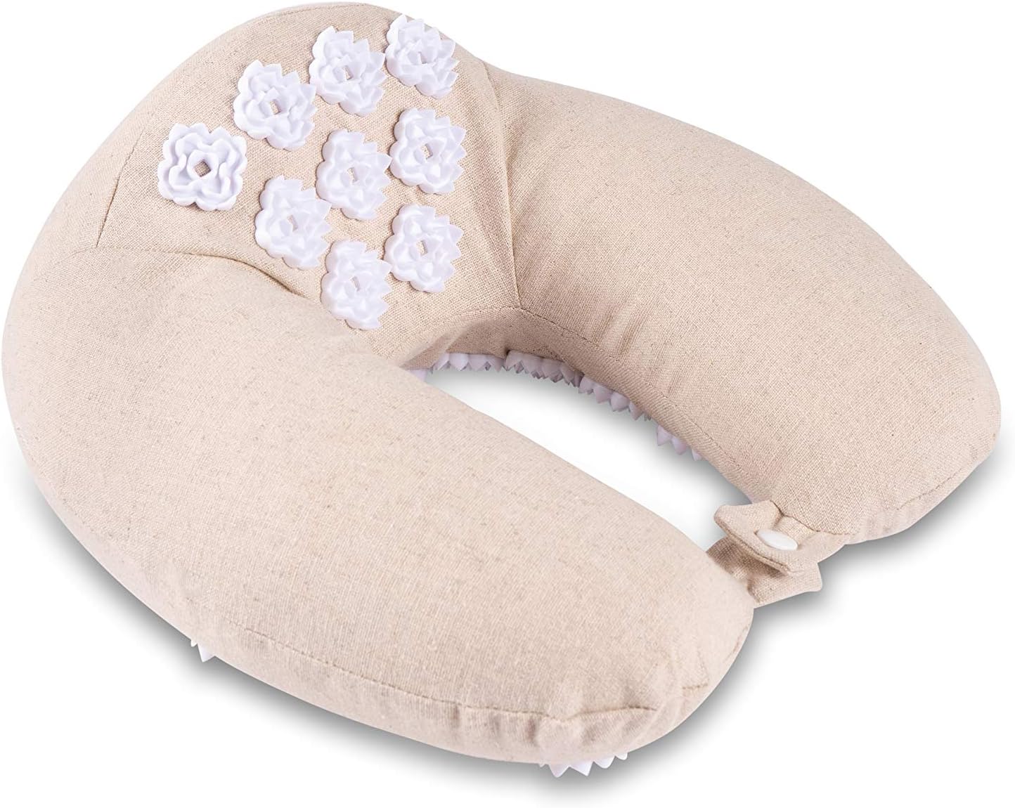 Kanjo Memory Foam Acupressure Neck Pillow - High Density Memory Foam Core - Travel Accessory Pillow - Relieves Neck Pain and Back Pain - Includes Carry Bag