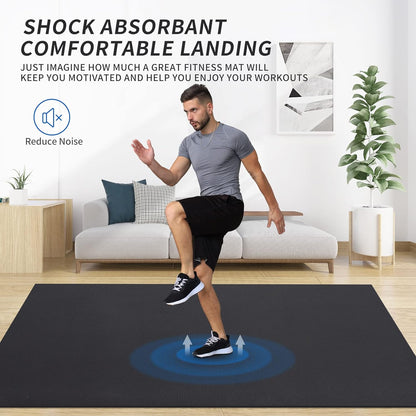 MRO Extra Large Exercise Mat For Home Gym, 15'x6'/12'x6'/9'x6'(7mm) Workout Mats for Gym Flooring, Non-Slip, Extra Thick Durable Cardio Mat, Ideal for Plyo, Weights, MMA, Jump Rope -Shoe Friendly