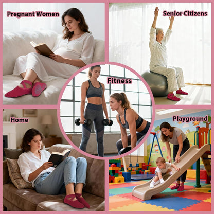 4-Pack Professional Yoga Socks for Women - Pilates Grip Socks for Barre, Dance, Plasticity, Home, Studio - Fits US 5-10
