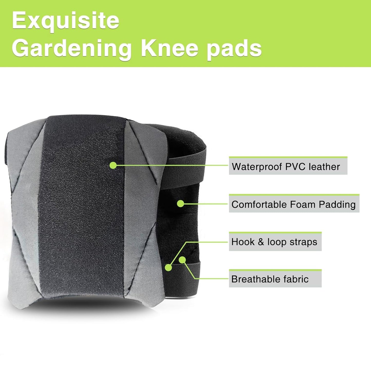 Garden Knee Pads for Men and Women, Lightweight Waterproof KneePads for Gardening, Anti Slip Leather Foam Padding Kneeling Pads for Flooring and Carpet Cleaning, House work, Gardening Maintain, Knee Protector,Gray