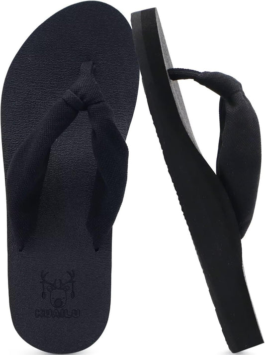 KuaiLu Flip Flops for Women with Arch Support Yoga Mat Comfortable Summer Beach Walking Thong Cushion Sandals Slip On Indoor Outdoor - Colors A