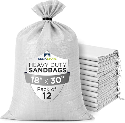 Heavy Duty Sand Bags Pack of 3, White Empty Sandbags with Built-In Ties, Woven Polypropylene UV Protection 1600 Hours, Fillable Sand Bags for Flood Control, Weight, 10x14 inches, 15 Pounds Volume