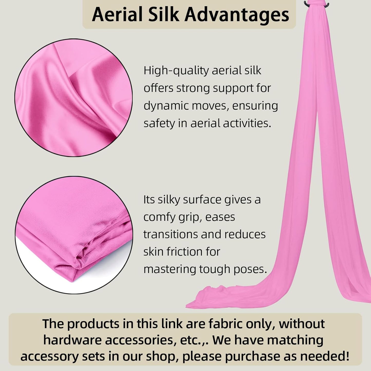 Aerial Silk (15/25 Yards), Premium Aerial Yoga Silks Fabric Perfect for Indoor/Outdoor Aerial Performances and Training (Only Fabric)