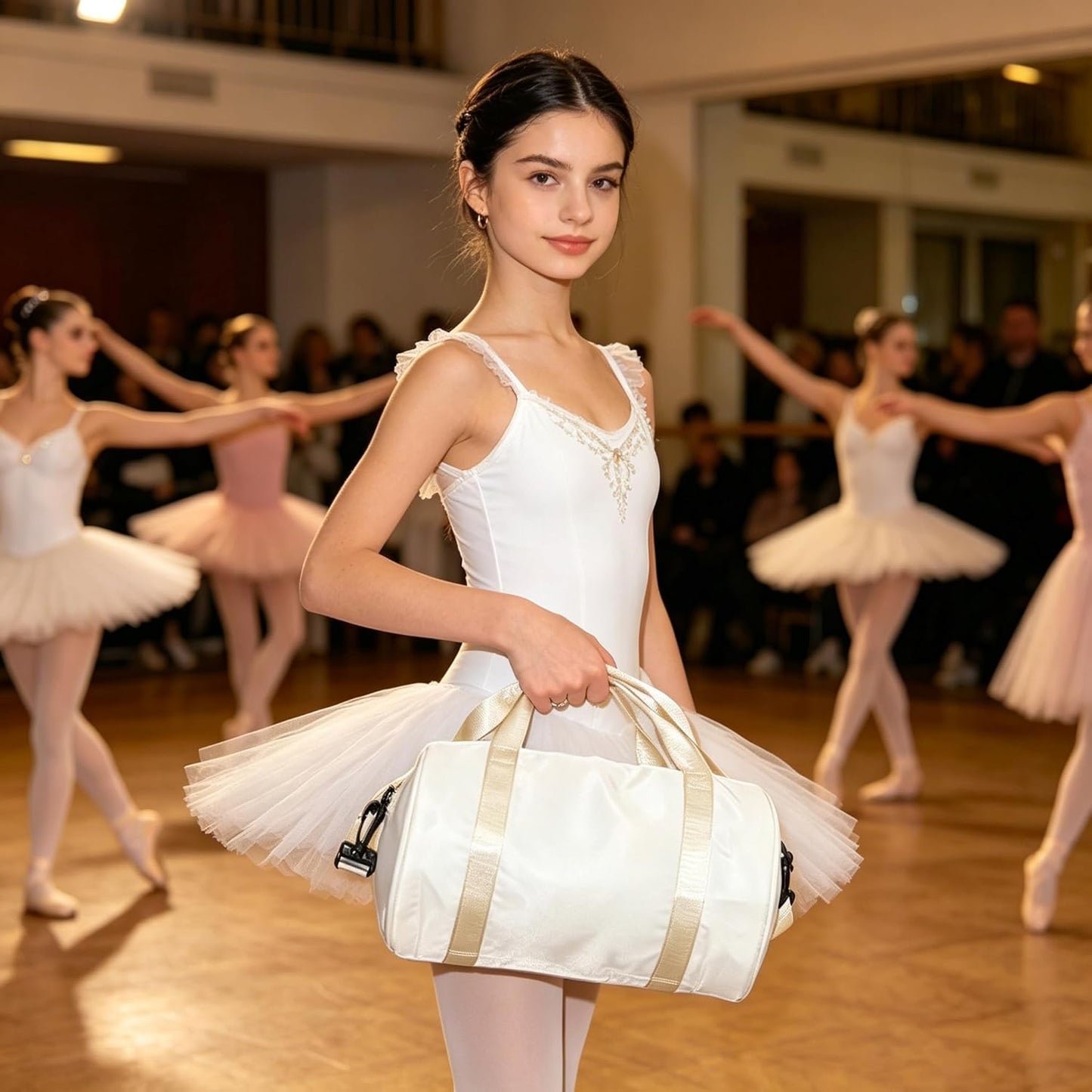 Ballet Dance Bag Mini Gym Bag Lightweight Small Duffle Bag 10L Cute Crossbody Bag for Yoga Swimming Sport (Black)