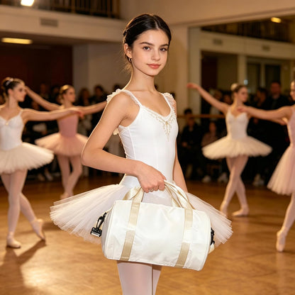 Ballet Dance Bag Mini Gym Bag Lightweight Small Duffle Bag 10L Cute Crossbody Bag for Yoga Swimming Sport (Black)