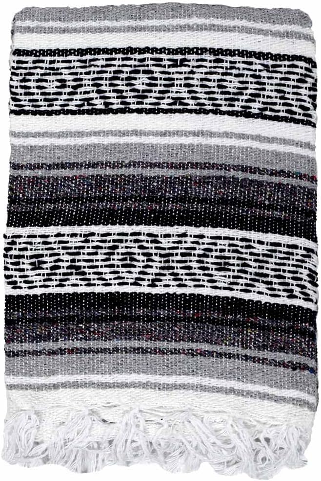 Open Road Goods Blue Mexican Blanket - Authentic Serape Falsa Blanket - Handmade