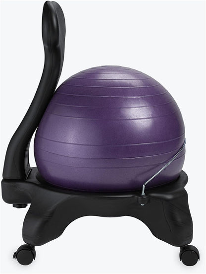 Gaiam 610-6002RTL Balance Ball Chair - Classic Yoga Ball Chair with 52cm Stability Ball, Pump & Exercise Guide for Home or Office, Black