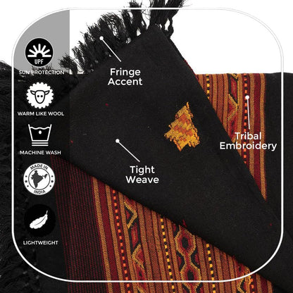Exotic Vegan Meditation Shawl - Large Unisex Prayer Wrap, Oversize Scarf & Versatile Indian Style Blanket