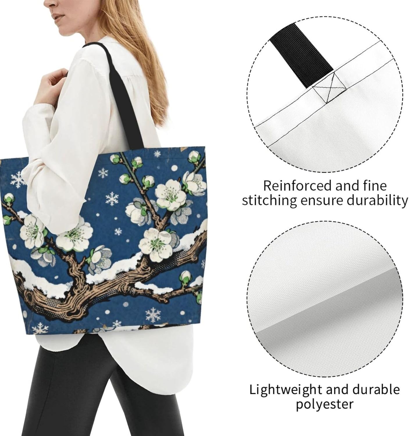 Tote Shoulder Bag Large Durable Reusable Eco-friendly Handbag Lightweight Stylish for Daily Use-19.7x15.7x5.9 Inch - Colors A