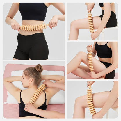 Muscle Roller Massage Roller Stick- Deep Tissue Fascia Blaster for Myofascial Pain Relief, Lymphatic Drainage & Body Sculpting, Handheld Physical Therapy & Recovery Tool (Gray black-18 inch)