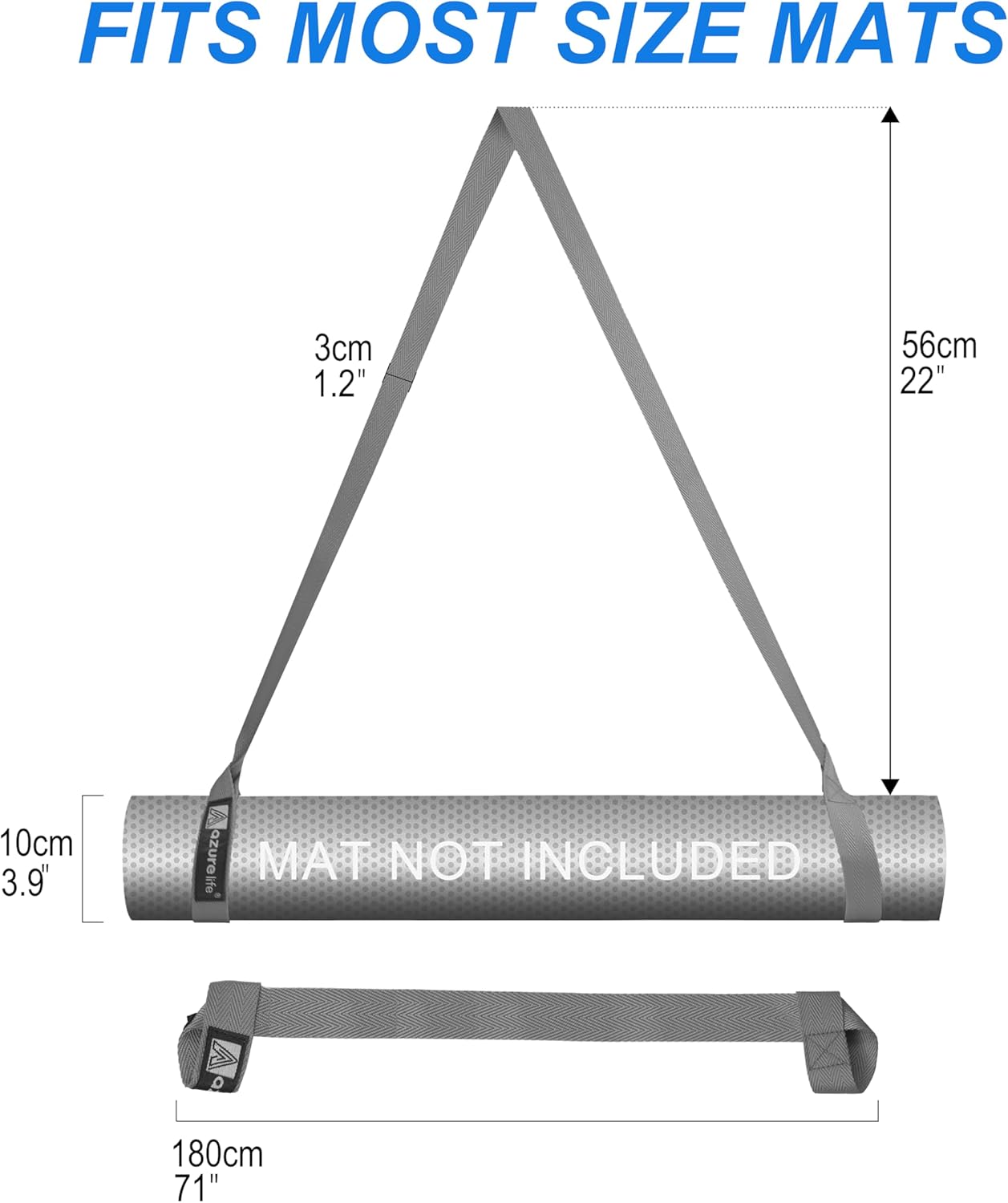 A AZURELIFE [MAT NOT Included] Yoga Mat Sling, Yoga Mat Straps for Carrying, Easy-Cinch Yoga Mat Holder Strap