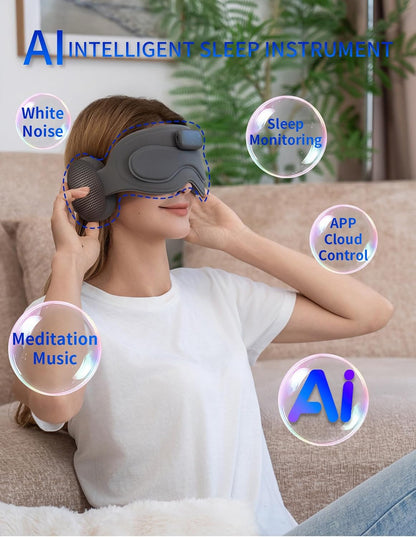 Meditation Eye Mask Sleep Mask with Meditation Music | Portable Sleep Headphones, Pressure-Free & Light Block-Out Eye Mask, One-Touch Operation via APP for Sleeping, Meditation & Travel (Gray)