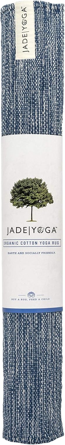 Jade Yoga Organic Cotton Hand Loomed Yoga Mat 72" Indigo