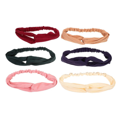 6pcs Cross Knot Elastic Headbands for Women, Solid Color Stretchy Hair Accessories Set, Soft Knitted Yoga and Sports Hairbands and Ladies