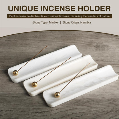 Koville Marble Incense Holder, Incense Holder for Sticks, Incense Sticks Holder Ash Catcher for Meditation Yoga SPA, Natural Stone Incense Burner, Home Table Decor (Green)