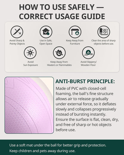 Trideer Pregnancy Birthing Ball, 1.7mm Extra Thick Yoga Ball for Maternity, Labor, Physio, Recovery, Exercise Guide & Daily Comfort Tips for All Trimesters, 1000LB Anti-Burst Non-Slip Stability Ball
