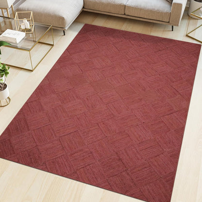 Hand Braided Jute 4 Ft Square Kilim Rug Flatweave Pink Geometric Pattern Jute Sisal Rug, Thick 0.27 Inch Indoor Outdoor Carpet for Kitchen, Bedside, Yoga Mat - Colors C