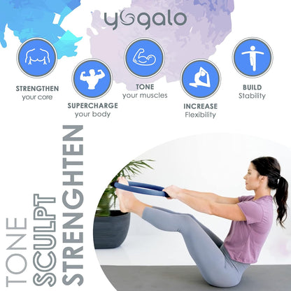 Pilates Ring and Ball Set with 3 Resistance Bands - Pilates Equipment for Home Workout - Magic Circle Pilates Ring 14 Inch to Tone, Sculpt and Strengthen - Fitness Ring for Yoga and Pilates