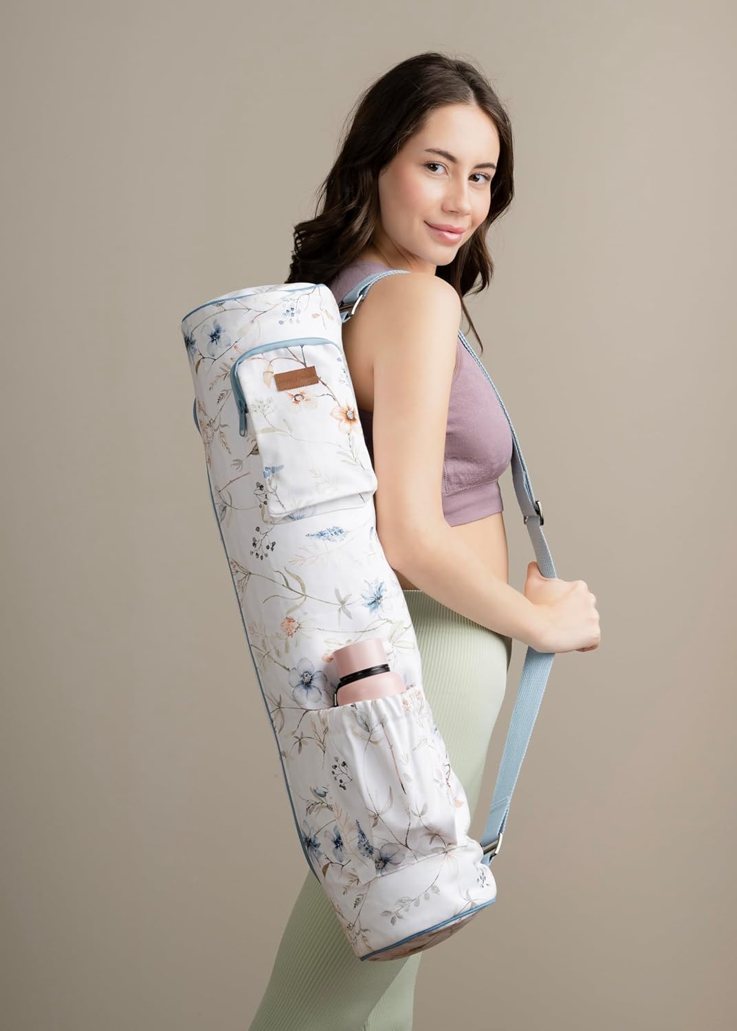 Maison d' Hermine Yoga Mat bag, Cylindrical bag for Woman&Men, yoga mat Bag &Adjustable shoulder straps Yoga Mat Carrier Bag with Drawstring Water Bottle Pocket and zipper pocket Easter Gifts