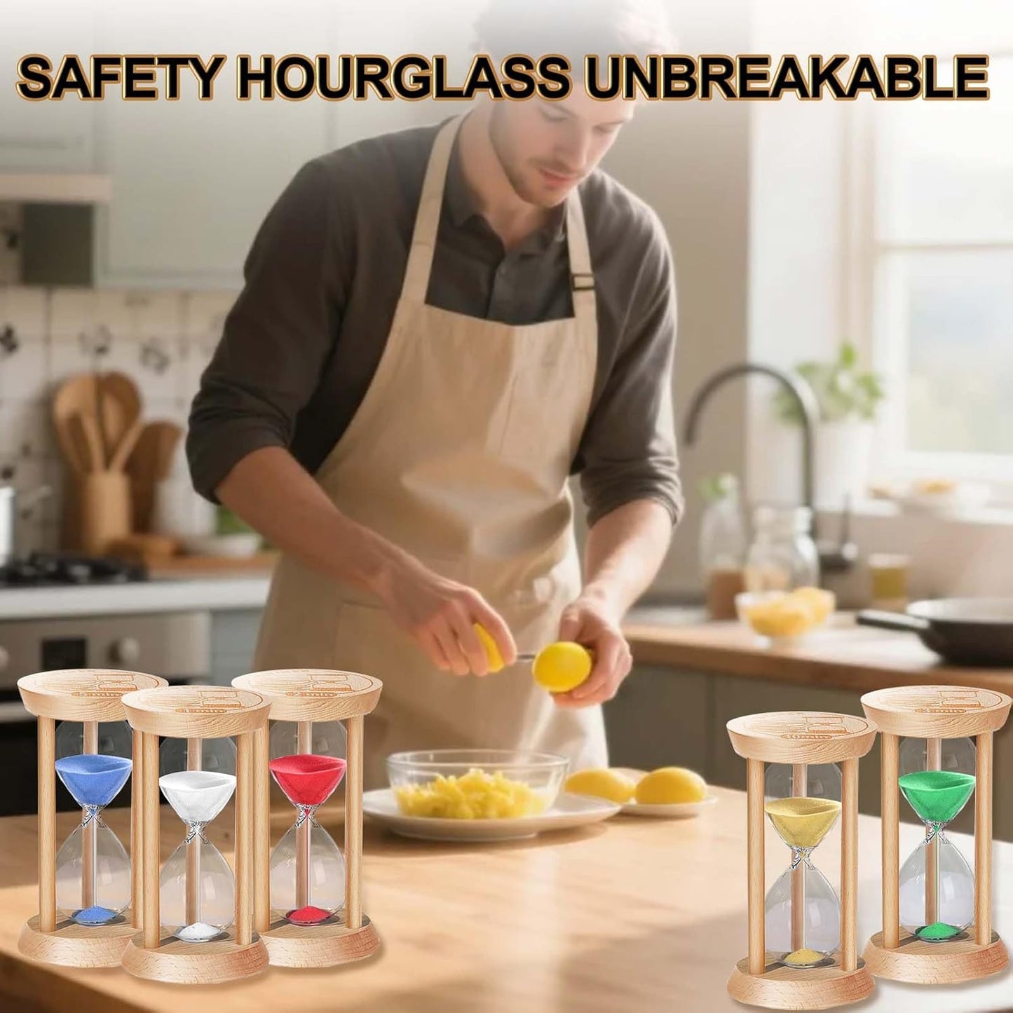20 Minute Wooden Sand Timers,Large Bamboo Gold Sand Hourglass for Productivity, Meditation & Decor, 20 Min Reloj De Arena Sand Watch for Kitchen, Office, Game, Classroom, Yoga