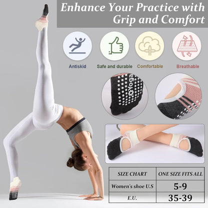 Pilates Socks with Grips for Women,Yoga Socks, Non-Slip Yoga Sock with Toe Separators, Pilates Non Slip Sock