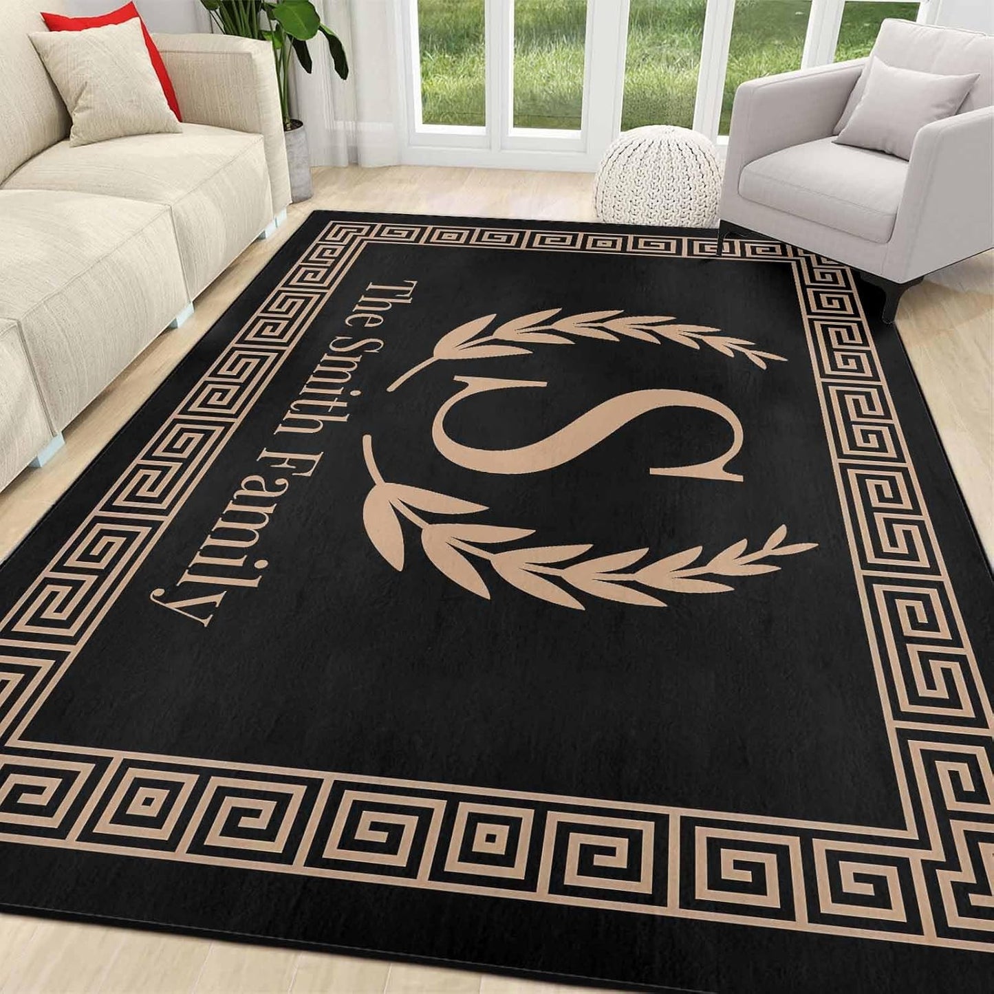 Personalized Family Name Initials Monogram Pink Rug, Shining Butterfly Printed Carpets for Girls Kids Butterfly Theme Living Room Indoor Bedroom Decor 5'×7' Soft Polyester Yoga Mat