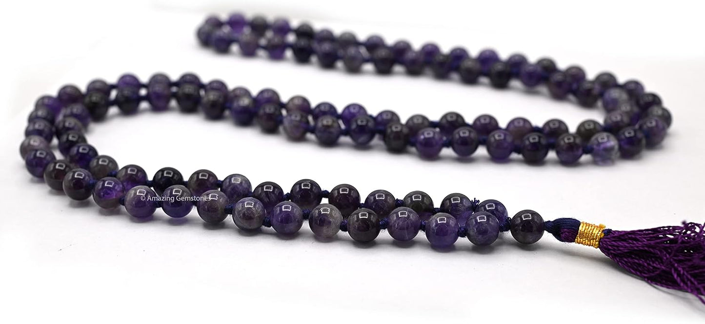 Amazing Gemstone 108 Beads Handmade Mala (Knotted, Rudraksha) - Colors A