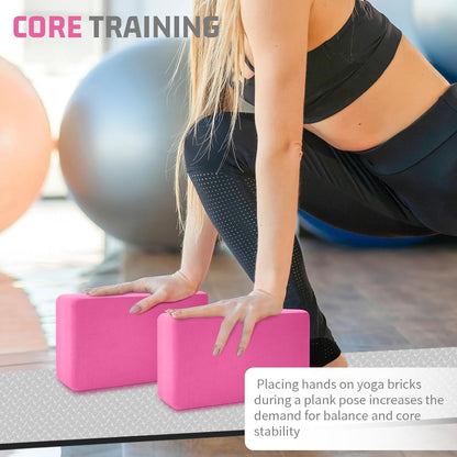 Yoga Blocks 2 Pack 3x6x9IN Foam Block Supportive Latex-Free with Rounded Edges, Non-Slip Exercise Blocks for Pilates, Meditation, Balance, Stretching and Deep Poses