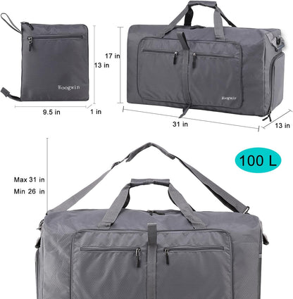 Woogwin Travel Duffel Bag Large Foldable Waterproof Overnight Bag for Beach Swim Bags Pool Sports Gym