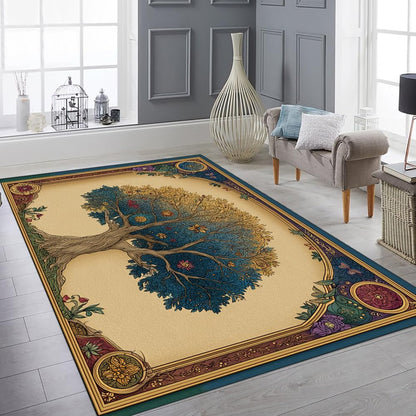 Tree of Life Area Rug – Bohemian Mandala Carpet for Living Room, Bedroom, Meditation Space, Yoga, Spiritual Home Décor – Large Soft Floor Mat for Indoor Decoration (TOL08)