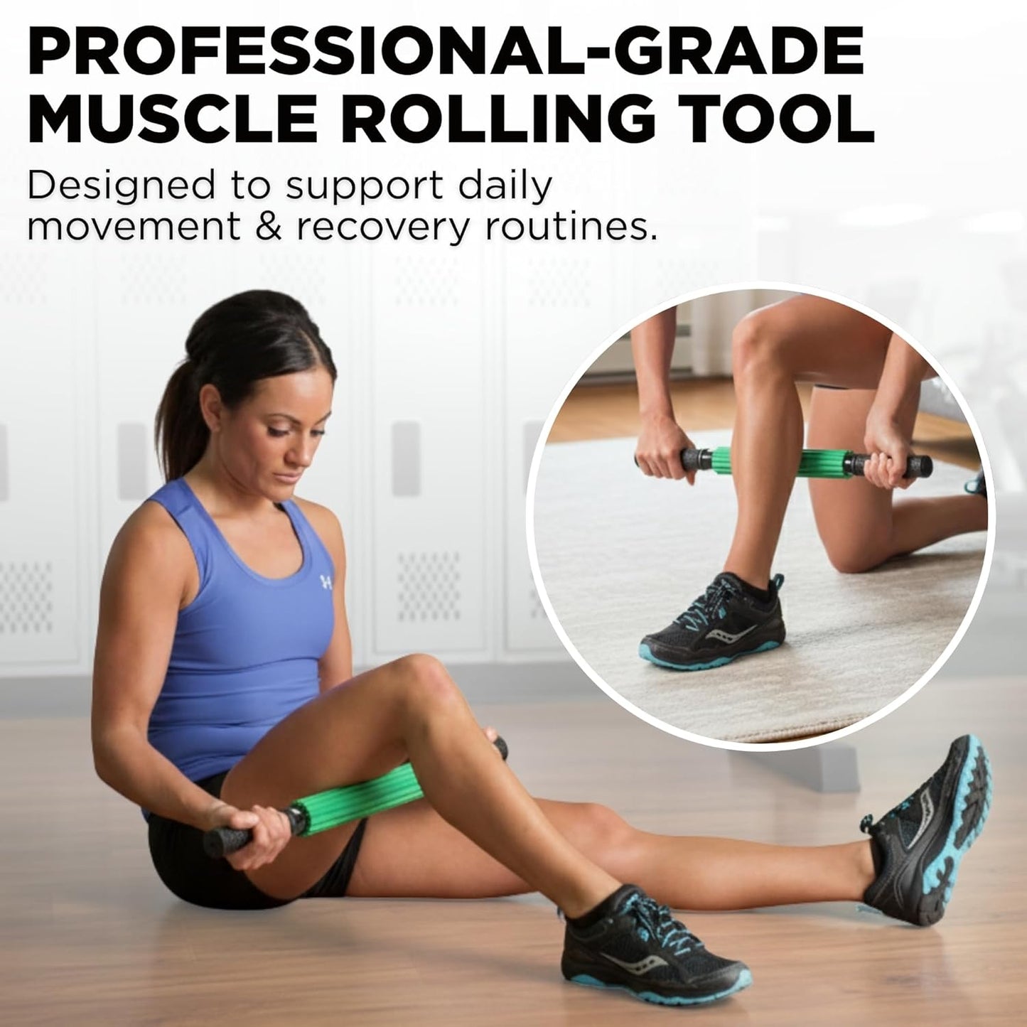 Theraband 13076 Muscle Roller Stick for Self-Myofascial Release, Deep Tissue Massage Rolling Pin, Trigger Point Release and Muscle Soreness, Old Version, One Size