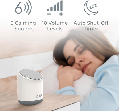 Pure Enrichment Wave Mini Zen Soothing Sound Machine - Portable Sound Machine for Yoga Studios, Travel & Sleep - 6 Relaxing Sounds, Optional Timer & Rechargeable Lithium Battery (Tranquil Green)
