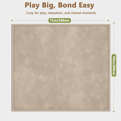 Baby Play Mat for Floor, 1.3'' Thick Memory Foam Tummy Time Mat - Super Soft Coral Velvet Nursery Rug with Non-Slip Backing, Crawling Rug for Toddlers/Infants, Yoga & Tatami Use, Oatmeal, 79''x 118''