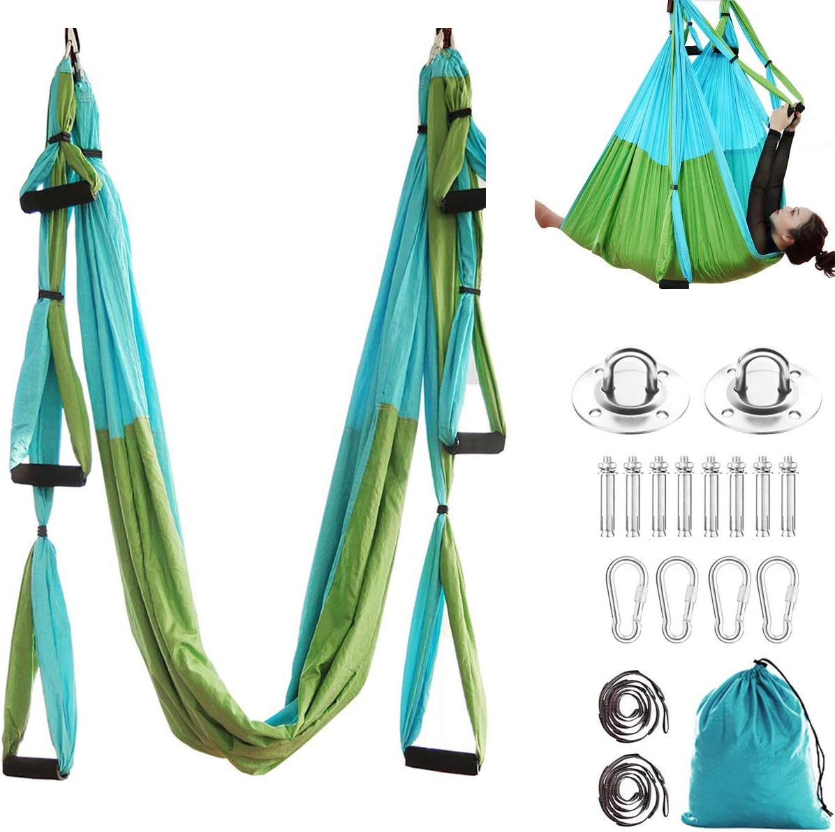 Aerial Trapeze Yoga Hammock Kit - Ultra Strong Antigravity Yoga Flying Sling Inversion Swing Tool Set