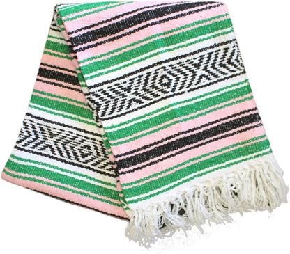 Del Mex Classic Mexican Blanket, Large Authentic Woven Falsa Throw (70"x50"), Artisan Southwest Décor for Beach, Yoga, Outdoors (Lavender)