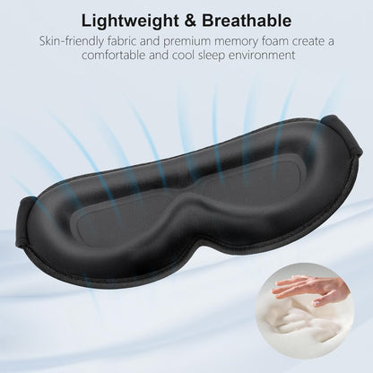 Gritin 100% Blackout Sleep Eye Mask for Women Men, Zero Pressure Sleeping Mask - Ergonomic Design 3D Cutout Eye Movement and Eyelash Friendly Night Blindfold, Ultra Soft Comfortable for Sleeping