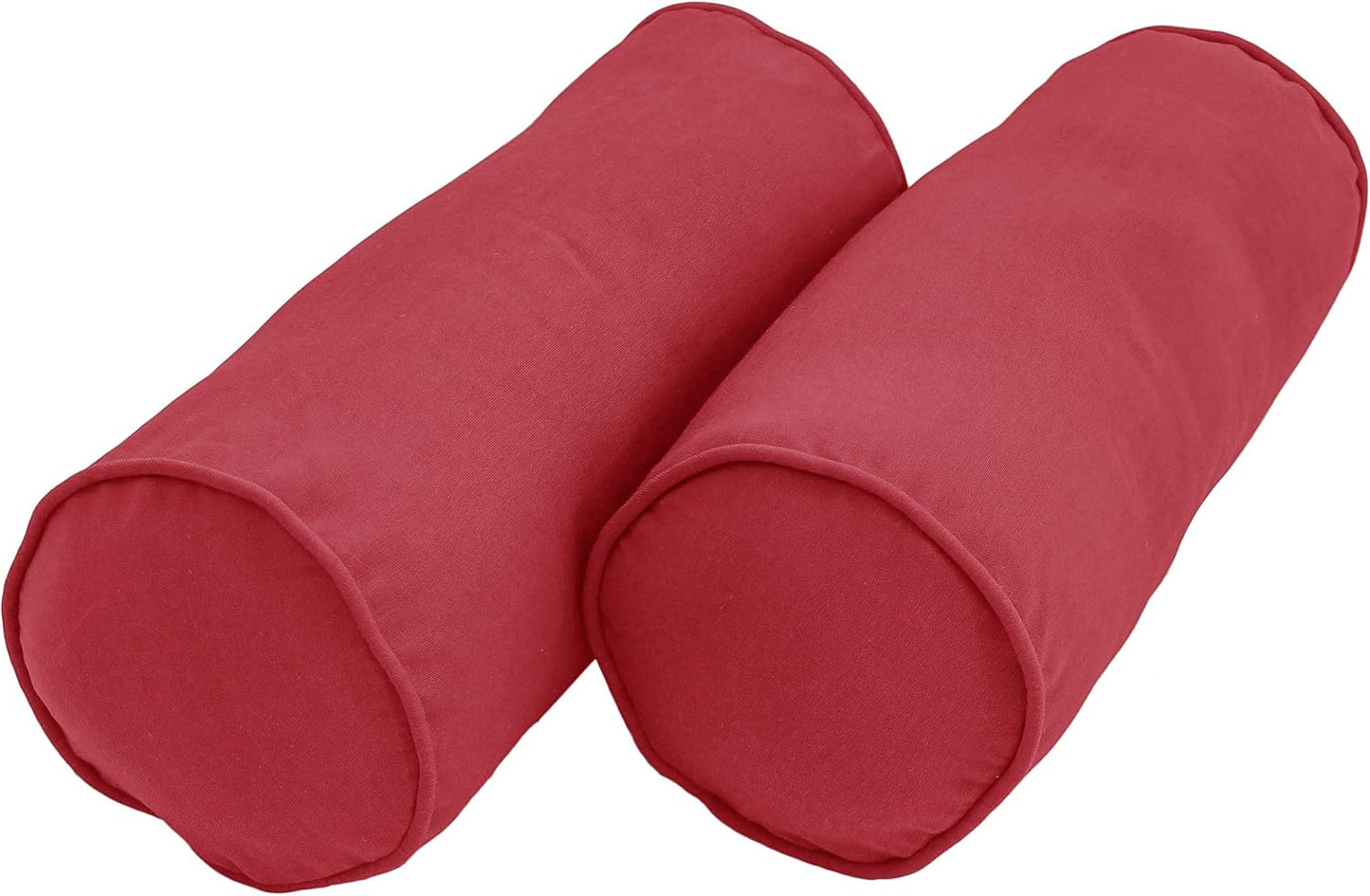 Blazing Needles Double-Corded Solid Twill Bolster Pillows with Inserts (Set of 2), 20" x 8", Burgundy