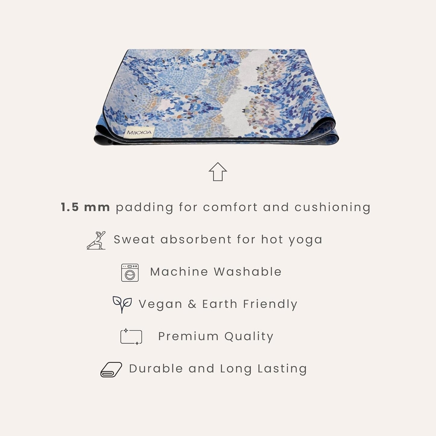 Travel Yoga Mat 1.5mm | Foldable, Lightweight Mat | Use for Travel, Backpacking, Yoga Retreat, Outdoors, Gym, Pilates, Machine Washable, Eco-Friendly