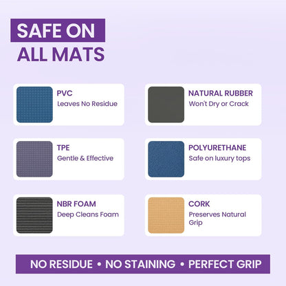 Flexies Foaming Yoga Mat Cleaner Spray Kit, Plant Based Non Toxic Mat Cleaner with Brush and Microfiber Cloth, Yoga Essentials for Women and Men, Pilates Mat Care, Lavender