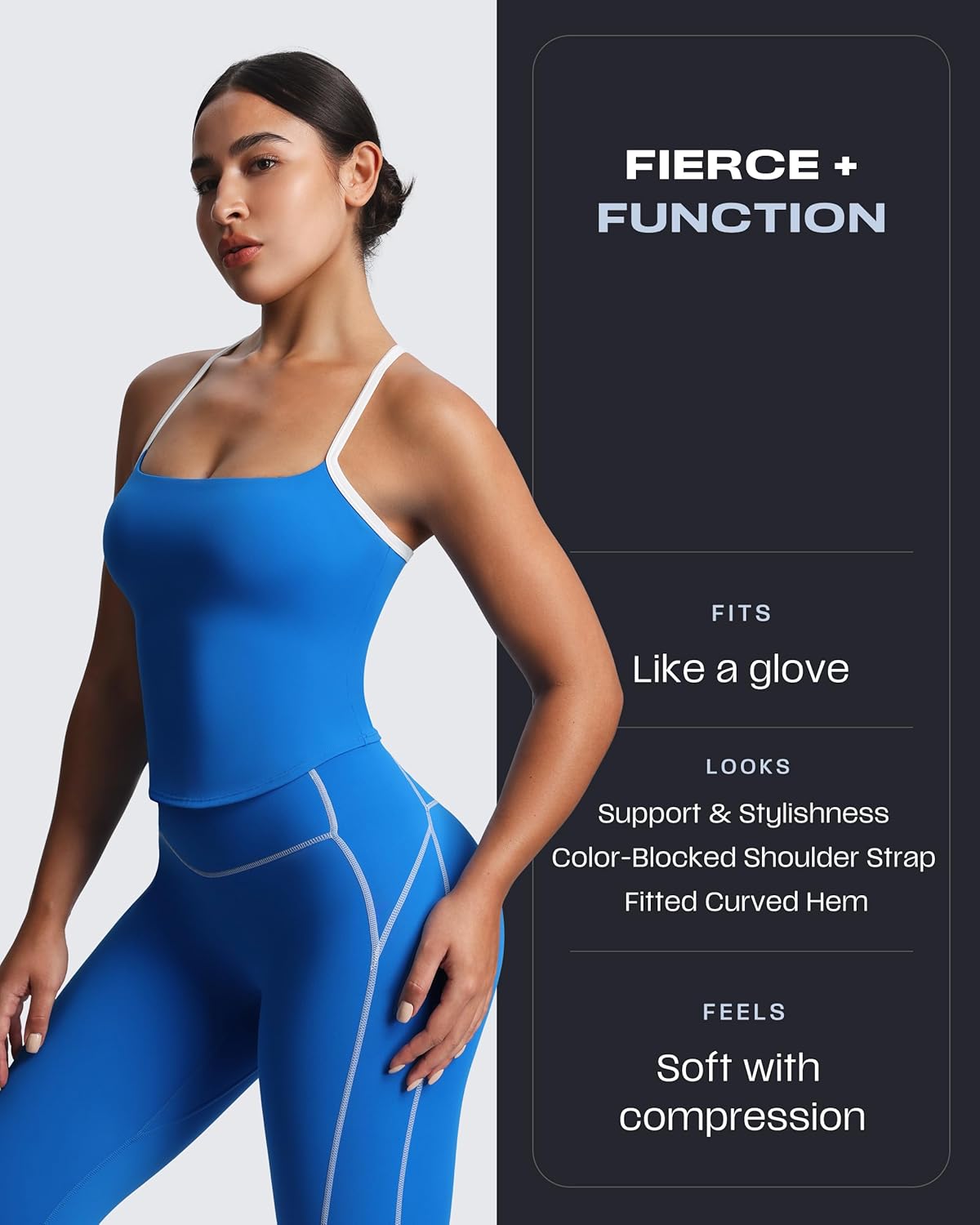 Aoxjox Women's Workout Sleeveless Color Block Lexi Tank Tops Contrasting Strap Cross Back Yoga Curve Longline Crop Top