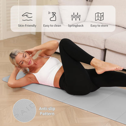 PAIDU Foldable Yoga Mat - 10mm Extra Thick, 75"26" Non-Slip Exercise Fitness Mat | SGS Eco-Certified, Portable for Yoga/Pilates/Studio/Home Workout