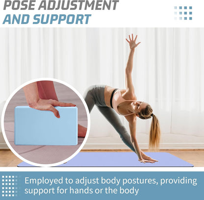 Yoga Blocks 2 Pack 3x6x9IN Foam Block Supportive Latex-Free with Beveled Edges, Non-Slip Exercise Blocks for Pilates, Meditation, Balance, Stretching and Deep Poses