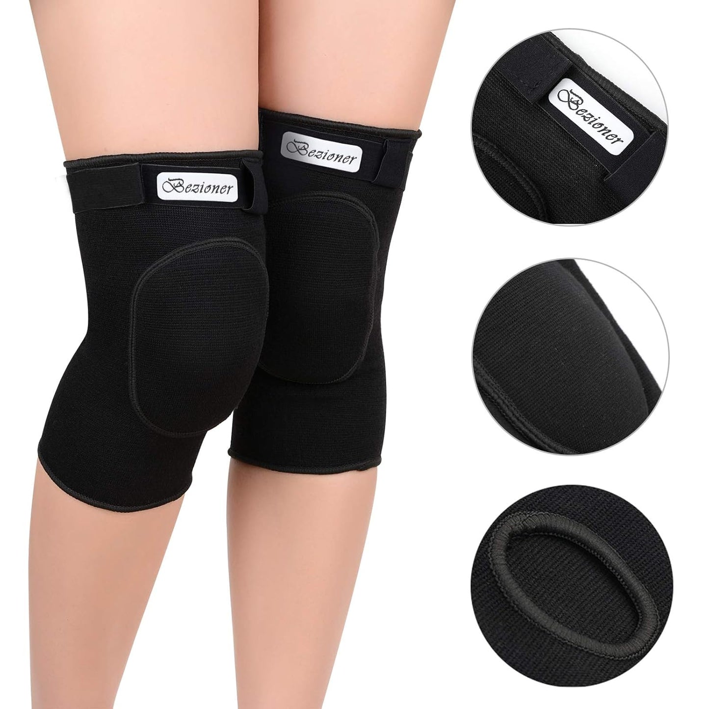 Bezioner Knee Pads Volleyball,Thick Sponge Anti-Slip,Dance Knee Pads for Women Yoga Basketball Football Youth Girls Black and Pink M