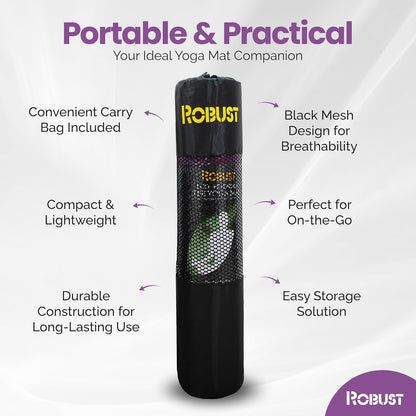 Robust Extra Thick Yoga Mat 1/4 & 1/3 & 2/5 Inch - Non Slip Exercise Mat with Alignment Lines, Carrying Strap, TPE Eco-Friendly Material for Knee Support, Sweat-Proof 72" x 24" for Women & Men
